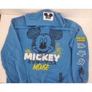 Disney Mickey Mouse Hoodie Double Sided Graphic Print Blue Juniors Size Large